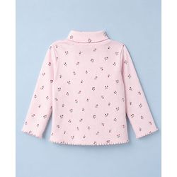 Babyhug Cotton Lycra Knit Skivi Winter T-Shirts with Full Sleeves and Adorable Embroidery with Floral Print - Pink