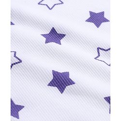 Babyhug Cotton Knit Rib Fabric Full Sleeves Pyjama Co-Ords Set With Star Print - White