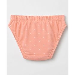 Babyhug 100% Cotton Single Jersey Knit Panties With Floral & Polka Dots Print Pack of 3 - Pink Orange & White