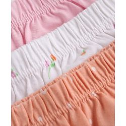Babyhug 100% Cotton Single Jersey Knit Panties With Floral & Polka Dots Print Pack of 3 - Pink Orange & White