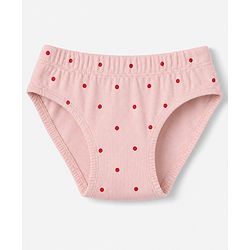 Babyhug 100% Cotton Single Jersey Knit Panties With Polka Dot & Floral Print Pack of 3 - Pink, Red & Beige