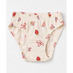 Babyhug 100% Cotton Single Jersey Knit Panties With Polka Dot & Floral Print Pack of 3 - Pink, Red & Beige