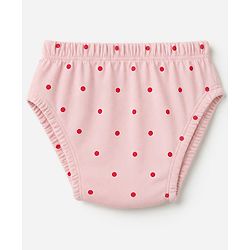 Babyhug 100% Cotton Single Jersey Knit Panties With Polka Dot & Floral Print Pack of 3 - Pink, Red & Beige