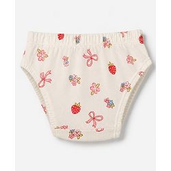 Babyhug 100% Cotton Single Jersey Knit Panties With Polka Dot & Floral Print Pack of 3 - Pink, Red & Beige