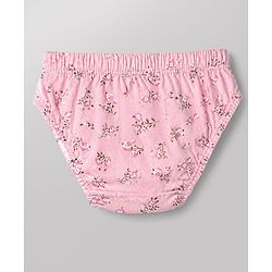Babyhug 100% Cotton Single Jersey Knit Panties With Floral Print Pack of 3 - Pink and White