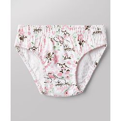 Babyhug 100% Cotton Single Jersey Knit Panties With Floral Print Pack of 3 - Pink and White