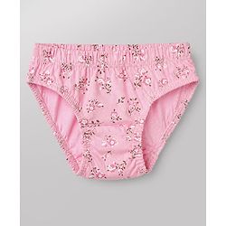 Babyhug 100% Cotton Single Jersey Knit Panties With Floral Print Pack of 3 - Pink and White
