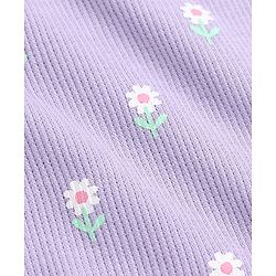 Babyhug Cotton Knit Full Sleeves Winter T-shirt With Floral Print - Plum