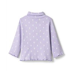Babyhug Cotton Knit Full Sleeves Winter T-shirt With Floral Print - Plum