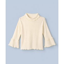 Babyhug Cotton Lycra Knit Winter T-Shirt with Full Sleeves with Knot Detailing in Beige