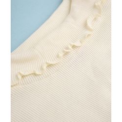 Babyhug Cotton Lycra Knit Winter T-Shirt with Full Sleeves with Knot Detailing in Beige