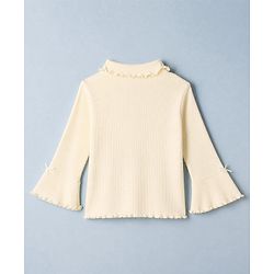 Babyhug Cotton Lycra Knit Winter T-Shirt with Full Sleeves with Knot Detailing in Beige