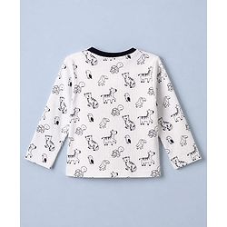 Babyhug Cotton Interlock Knit Rib Full Sleeves Co-ord T-Shirt & Pajama Night Suit with Wild Animal Print - Black