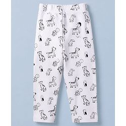 Babyhug Cotton Interlock Knit Rib Full Sleeves Co-ord T-Shirt & Pajama Night Suit with Wild Animal Print - Black