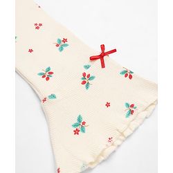 Babyhug Cotton Knit Skivi Winter T-Shirt with Full Sleeves and Floral Print in White