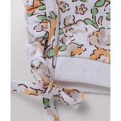 Babyhug 100% Cotton Interlock Knit Baby Caps With Floral Print In White - Diameter 13 cm