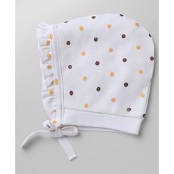 Babyhug 100% Cotton Interlock Knit Baby Caps With Floral Print In White - Diameter 13 cm