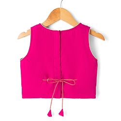 Babyhug Woven Georgette Lehenga Choli and Dupatta Set with Sleeveless and Floral Embroidery in Pink for 2-3 Years