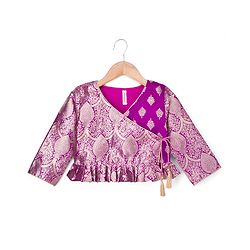 Babyhug Brocade Woven Three-Fourth Sleeves Paisley Printed Choli & Lehenga Set With Dupatta - Wine