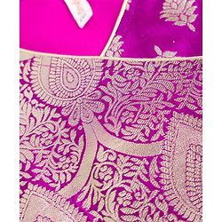 Babyhug Brocade Woven Three-Fourth Sleeves Paisley Printed Choli & Lehenga Set With Dupatta - Wine