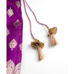 Babyhug Brocade Woven Three-Fourth Sleeves Paisley Printed Choli & Lehenga Set With Dupatta - Wine