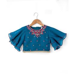Babyhug Georgette Woven Half Sleeves Embroidered Choli & Lehenga Set With Dupatta - Fuchsia