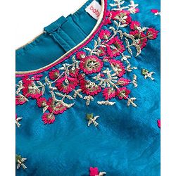 Babyhug Georgette Woven Half Sleeves Embroidered Choli & Lehenga Set With Dupatta - Fuchsia