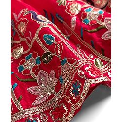 Babyhug Georgette Woven Half Sleeves Embroidered Choli & Lehenga Set With Dupatta - Fuchsia
