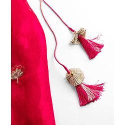 Babyhug Georgette Woven Half Sleeves Embroidered Choli & Lehenga Set With Dupatta - Fuchsia