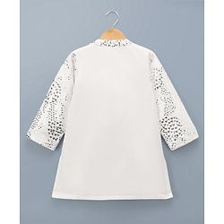 Babyhug Georgett Woven Full Sleeves Sequinned Kurta & Pyjama Set - White