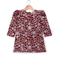 Babyhug Georgette Woven Three Fourth Sleeves Kurti, Palazzo and Dupatta with Floral Sequins in Maroon