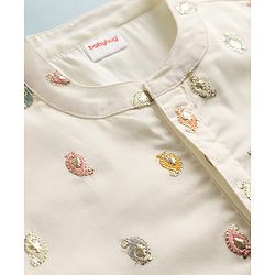 Babyhug Georgett Woven Full Sleeves Embroidered Kurta & Dhoti Set - White