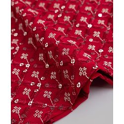 Babyhug Georgette Woven Full Sleeves Kurta and Pyjama Set with Full Length and Floral Embroidery With Sequin in Red