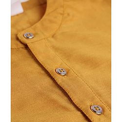 Babyhug Woven Full Sleeves Kurta & Dhoti Set With Embroidered Jacket - Mustard