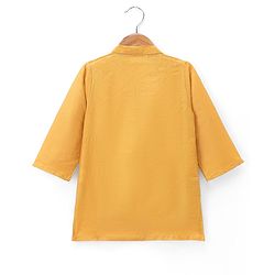 Babyhug Woven Full Sleeves Kurta & Dhoti Set With Embroidered Jacket - Mustard