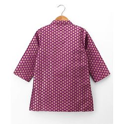 Babyhug Brocade Woven Full Sleeves Printed Kurta & Dhoti Set - Purple