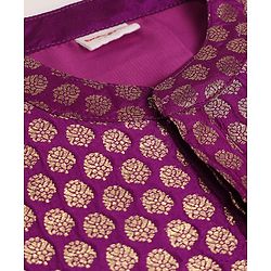 Babyhug Brocade Woven Full Sleeves Printed Kurta & Dhoti Set - Purple