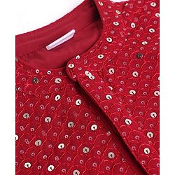 Babyhug Georgette Woven Full Length Kurta Pyjama Set with Full Sleeves and Sequins Embroidery in Wine