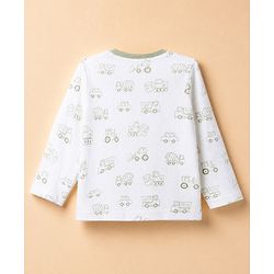 Babyhug 100% Cotton Knit Full Sleeves Co-Ords T-Shirt & Pyjama Night Suit with Vehicle Print - White