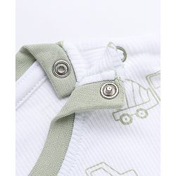 Babyhug 100% Cotton Knit Full Sleeves Co-Ords T-Shirt & Pyjama Night Suit with Vehicle Print - White