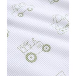 Babyhug 100% Cotton Knit Full Sleeves Co-Ords T-Shirt & Pyjama Night Suit with Vehicle Print - White