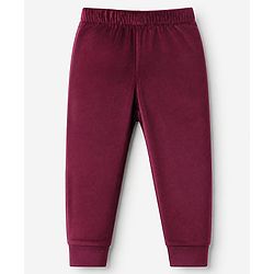 Babyhug Velour Knit Full Sleeves Top and Jogger Winter Set with Star Foil Print - Wine