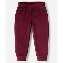 Babyhug Velour Knit Full Sleeves Top and Jogger Winter Set with Star Foil Print - Wine