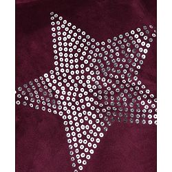 Babyhug Velour Knit Full Sleeves Top and Jogger Winter Set with Star Foil Print - Wine