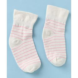 Cute Walk by Babyhug Cotton Knit Anti-bacterial Ankle Length Socks With Bear Design Pack of 3 - White Pink