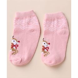 Cute Walk by Babyhug Anti-bacterial Ankle Length Socks With Animal Design Pack of 3 - Pink White Grey
