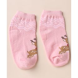Cute Walk by Babyhug Anti-bacterial Ankle Length Socks With Animal Design Pack of 3 - Pink White Grey