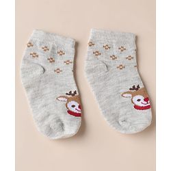 Cute Walk by Babyhug Anti-bacterial Ankle Length Socks With Animal Design Pack of 3 - Pink White Grey