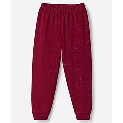 Babyhug Velour Knit Front Opener Full Sleeves Hooded Winter Wear Co-Ords Suit With Stone Embellishment - Maroon
