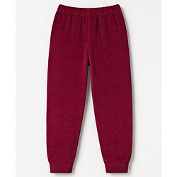 Babyhug Velour Knit Front Opener Full Sleeves Hooded Winter Wear Co-Ords Suit With Stone Embellishment - Maroon